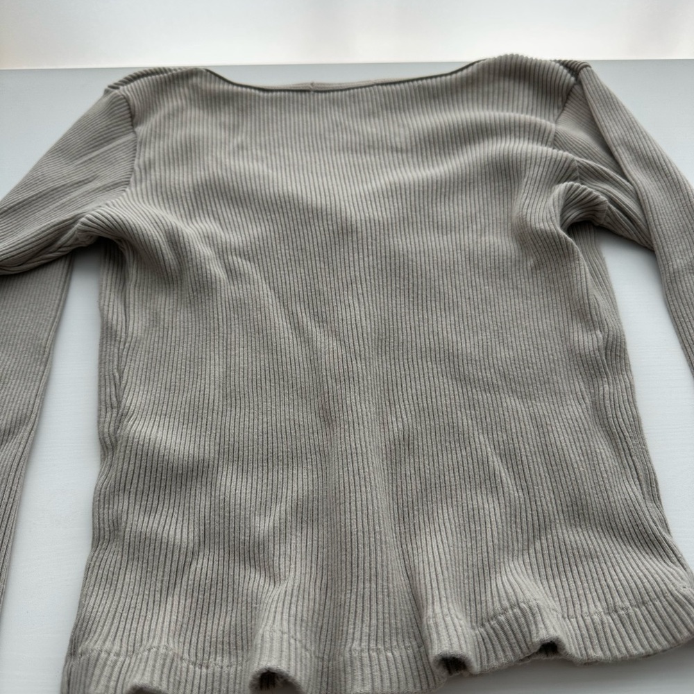 Beige Ribbed Button-Up Cardigan - Picture 4 of 4